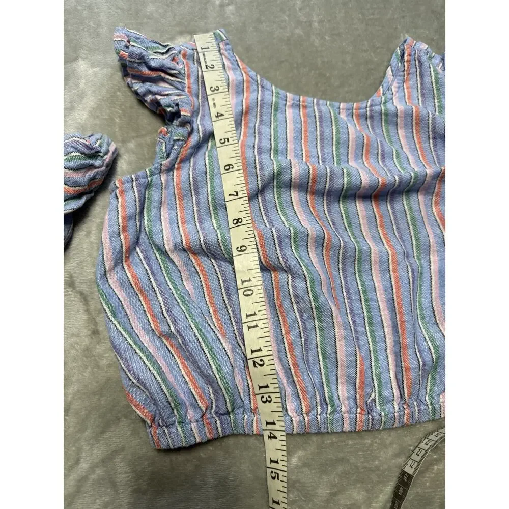 GAP‎ Kids Blue Stripe Skirt Set XL Youth Girls Two Piece Crop Top Outfit Linen